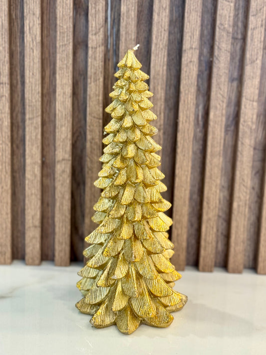 Gold Christmas Tree Candle