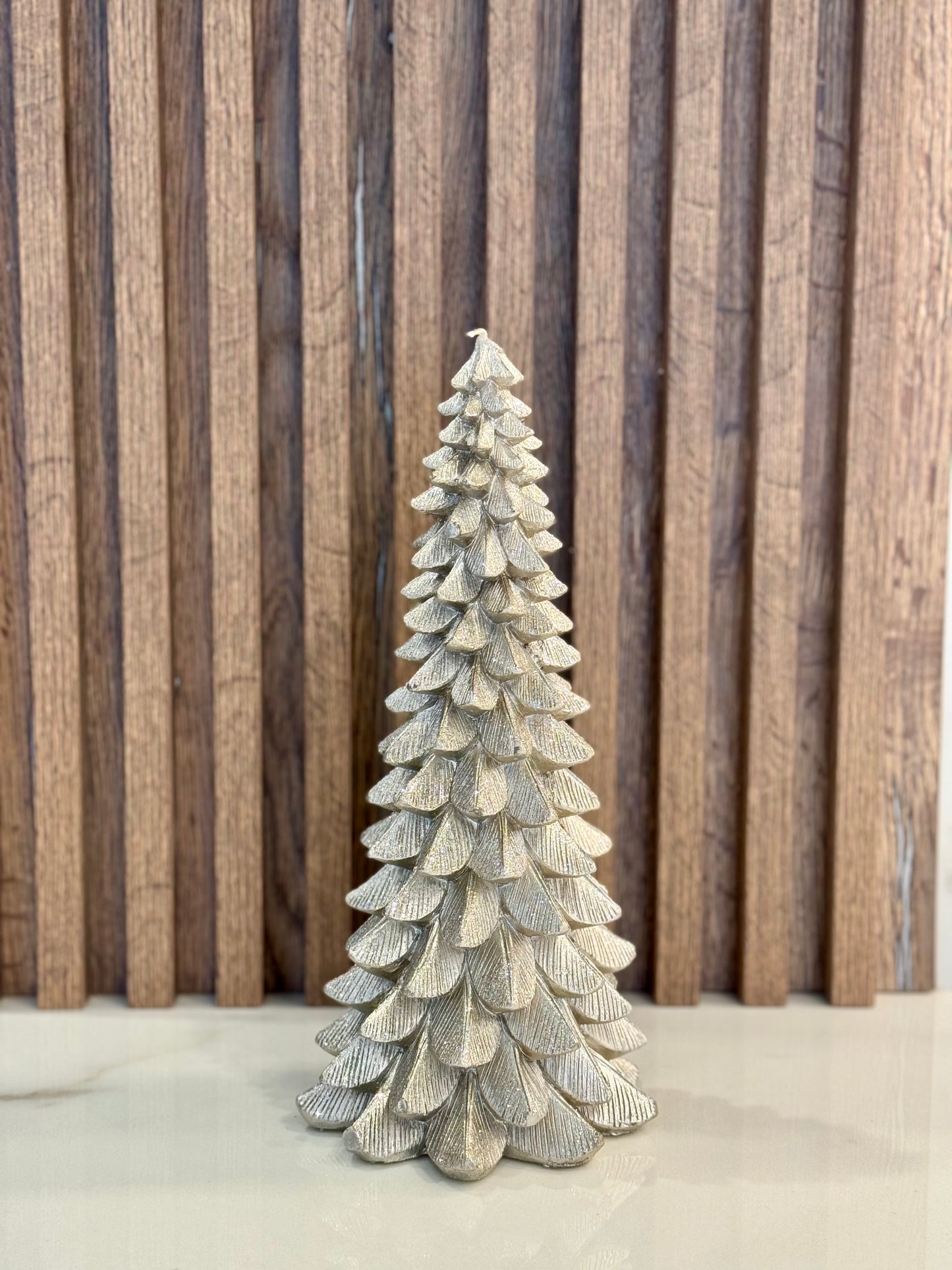 Silver Christmas Tree Candle